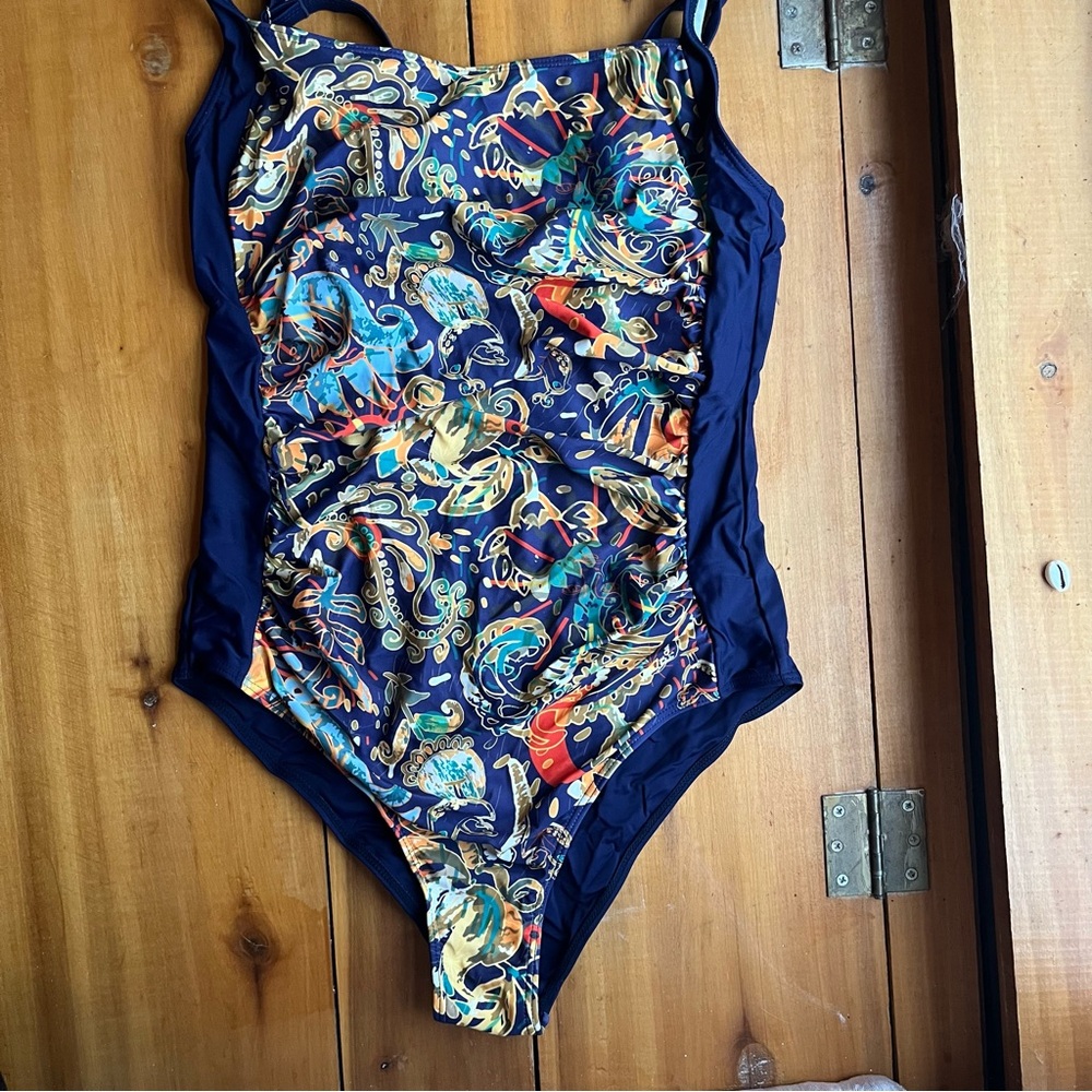 Navy Paisley One Piece Swimsuit